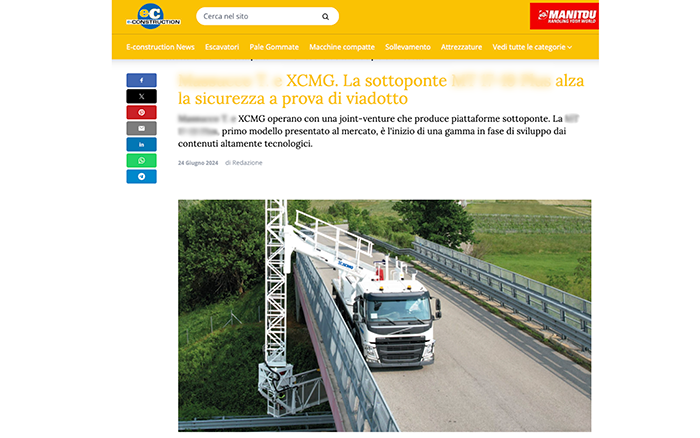 欧洲媒体e-CONSTRUCTION点赞esball官网电子游戏www.esball.com桥梁检测车